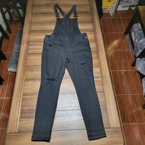 Refuge Black Denim Jeans Overalls - Size 14